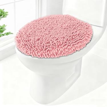 Imagem de Baahrnom Tampa de vaso sanitário de chenille macia, capa sólida para assento de vaso sanitário, 44,5 cm x 38,1 cm, macia e absorvente, lavável na máquina, cabe na maioria das tampas redondas