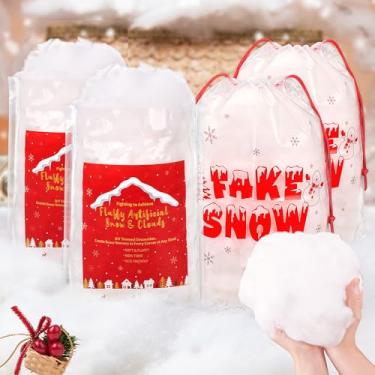 Imagem de Decoração de Natal de neve falsa de 1040 g/36,7 oz Neve artificial fofa para mesa de manto faça você mesmo, exposições de árvore de Natal de presépio de aldeia, presépio de algodão macio, neve falsa e