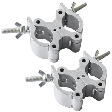 Imagem de 2 grampos de iluminação giratórios, suportes de liga de alumínio de 4 parafusos para luminárias DJ, encaixe de tubo de 38-52 mm, resistente, capacidade de 500 kg, montagem rápida