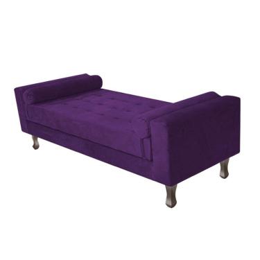 Imagem de Recamier Baú Félix Solteiro 90 Cm Suede - Doce Sonho Móveis Roxo