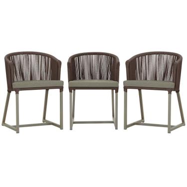 Imagem de 3 Cadeiras De Jantar Noronha Fendi Corda Náutica E8 Trama Marrom
