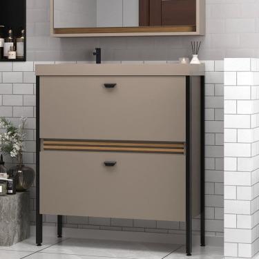 Imagem de Gabinete de Banheiro com Pia 80cm Ref 810 London Gianduia/Itapuã