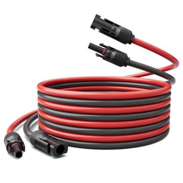 Imagem de KNMIPJD Cabo de extensão solar de 10AWG (6 mm²) com bainha, cabo de extensão de painel solar de 6 m com conectores solares IP67 macho/fêmea para painel solar, automotivo, trailer, barco, ao ar livre