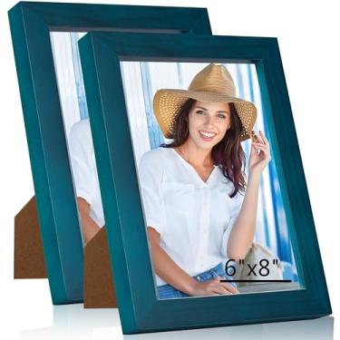 Imagem de WTAQR Porta-retrato de 15 x 20 cm para pendurar na parede ou na mesa, montagem horizontal ou vertical, moldura com acrílico HD para fotos, pôsteres e impressões de arte, azul marinho, moldura, pacote