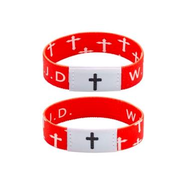 Imagem de ZKJTEARY 2 peças WWJD Pulseiras de versículo bíblico diário pulseira cruz cristã para mulheres homens pulseira de escrituras cristãs joias para mulheres homens O que Jesus faria pulseiras, presentes