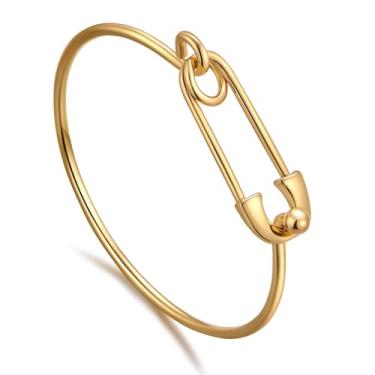 Imagem de Pulseira de elos dourados e prateados para mulheres - Joia minimalista de punho fino simples - Pulseira ajustável para uso diário ou ocasiões especiais, Trendy Thin Bracelet, Latão, Sem Pedra Preciosa