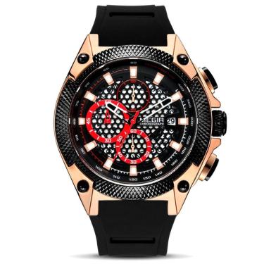 Imagem de Relógio Esportivo Masculino à Prova d`água Correia de Silicone Moda Casual 