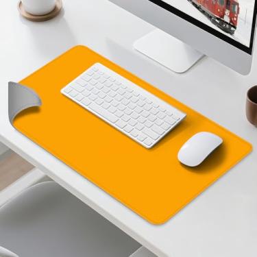 Imagem de Tapete de mesa de couro dupla face - almofada de mesa impermeável - ideal para mouse pad grande e tapetes de mesa em cima de mesas (amarelo, 84 x 33 cm)