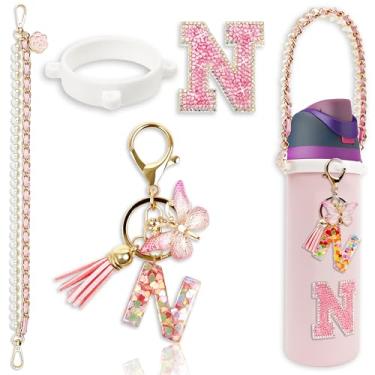 Imagem de Acessórios de letras para garrafas de água Owala – 680 g 947 g 1,134 g, com lindo pingente inicial e alça de alça, compatível com Free Sip, copo de café, Owala Kids, Sway, Stanley Cup Accessories
