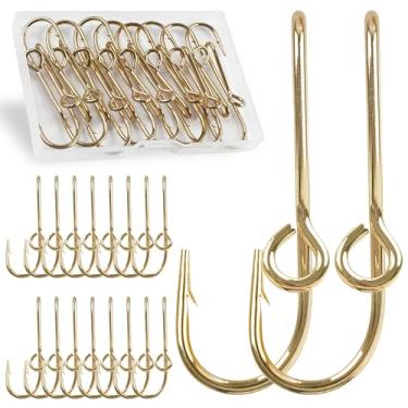 Imagem de Gancho de peixe, clipe de chapéu, ganchos de pesca, 16 pçs/caixa, anzóis para chapéu, chapéu, anzóis de pesca, prendedor de amarrar, fecho de amarrar, dourado/preto
