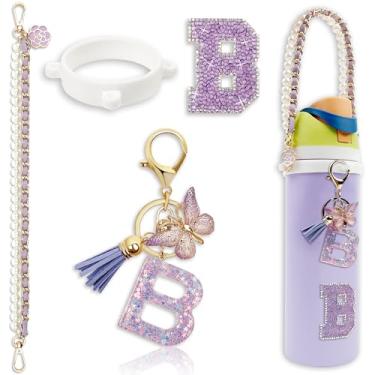 Imagem de Acessórios de letras para garrafas de água Owala – 680 g 947 g 1,134 g, com lindo pingente inicial e alça de alça, compatível com Free Sip, copo de café, Owala Kids, Sway, Stanley Cup Accessories