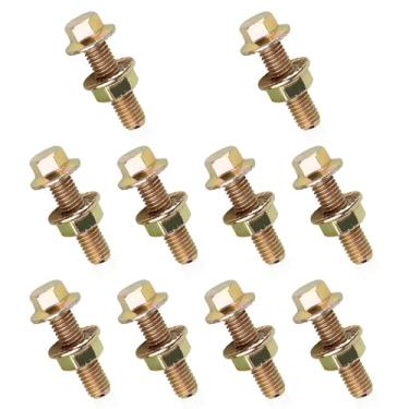 Imagem de Dogary Kit de parafusos de coletor de escape automático de 10 peças, parafusos de porca de flange hexagonal antiderrapante, peças de reposição de aço carbono de alta resistência, adequado para a