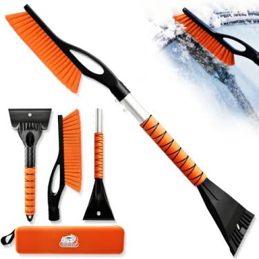 Imagem de DIYSELF Raspadores de gelo de 68,5 cm para para-brisa de carro, escova de neve removível e raspador de para-brisa com aderência ergonômica de espuma, raspador de gelo para carro, bolsa de