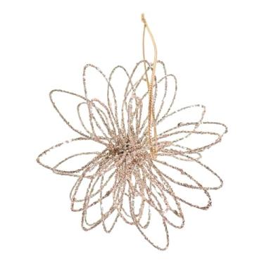 Imagem de KiBcsLic Enfeite de Natal para pendurar na árvore, pingente de ferro com glitter, decoração para festas e decoração de casa, Flor de Champanhe