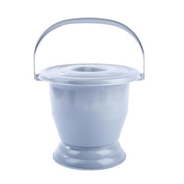 Imagem de Zialofi Urinol de cabeceira com penico, balde de cômoda de cabeceira para uso doméstico, cuspideira com tampa e alça, balde de mictório para penico, Cinza