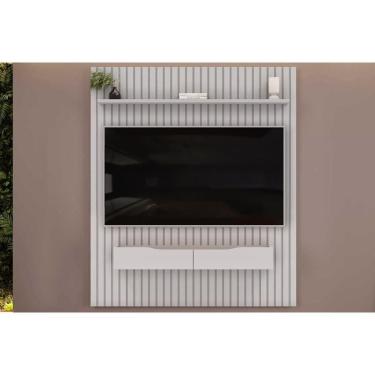 Imagem de Rack Bancada C/ Painel P/ Tv Até 65 Pol Pratic Ripado 2 Gavetas 183x240cm Bali - Dj Móveis