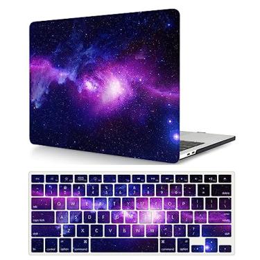 Imagem de Capa compatível com MacBook Pro de 14 polegadas com Touch ID versão 2021/2023 modelo M1 A2442/A2779 M2 Pro/Max Chip, capa protetora de plástico rígido durável e capa de teclado, galáxia roxa