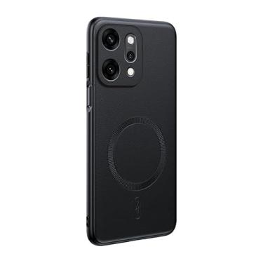 Imagem de Pzwoxukhov Capa compatível com Oppo Reno 14 Pro 5G, couro PU, capa de telefone à prova de choque, compatível com MagSafe, compatível com Oppo Reno 14 Pro 5G capa preta