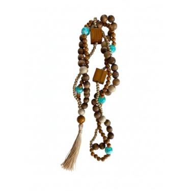 Imagem de Colar decorativo mesa artesanal madeira acrílico verde dourado boho chic elegante decoração moderna charme decor