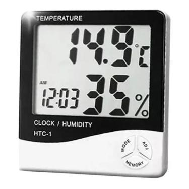 Imagem de Termo Higrômetro Medidor Temperatura Umidade Relógio Digital - Tz