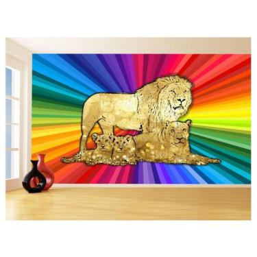 Imagem de Papel De Parede Animais Pop Art Familia Leões 3,5M Pxa411 - Você Decor
