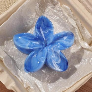 Imagem de Grampos de cabelo de flores para mulheres - Clipes Plumeria grandes para cabelo grosso fino médio fino, acessórios de cabelo bonitos da moda para fixação forte, perfeitos para o verão e praia, cor