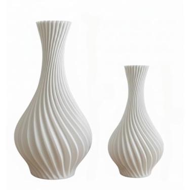 Imagem de Vaso Decorativo em Espiral para Sala, Quarto e Escritório – Design Moderno com Impressão 3D, Ideal para Flores Artificiais(kit com 2-18cm + 15cm)