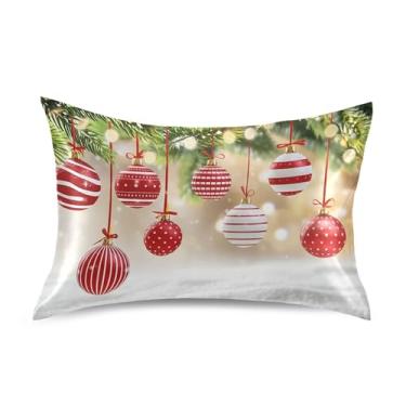 Imagem de SEHANY Capas de almofada de seda de bola de Natal para cabelo e pele, capas de almofada de cetim respiráveis macias e refrescantes com fecho de envelope, tamanho king (50,8 x 101,6 cm)