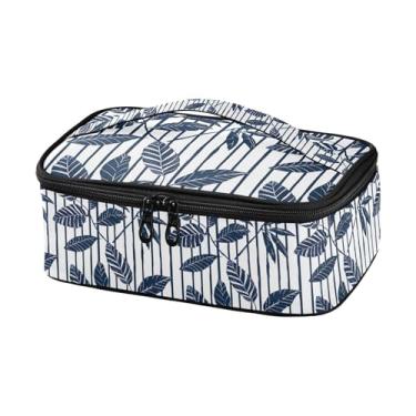 Imagem de GUIJI Lancheira isolada com listras folhas, à prova de vazamento, lancheira para mulheres e homens, lancheira portátil para trabalho, piquenique, viagens