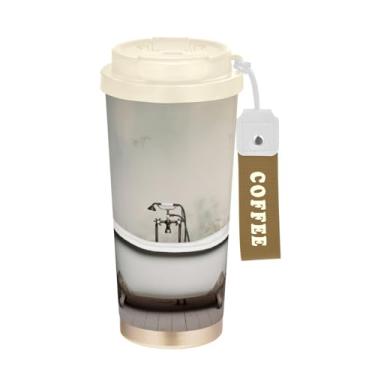 Imagem de Blueangle Caneca de café vintage com isolamento térmico para viagem - copo de aço inoxidável à prova de vazamento e derramamento para acampamento e ar livre, garrafa de água reutilizável de 500 ml com