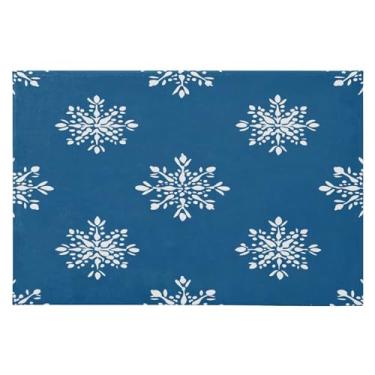 Imagem de Blueangle Tapete de Natal 5 x 7 – Capacho lavável antiderrapante para entrada, cozinha, banheiro, varanda com estampa de floco de neve de inverno (415)