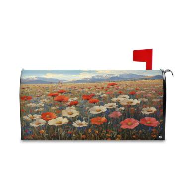 Imagem de Blueangle Capas de caixa de correio vintage com pintura a óleo de flores silvestres tamanho padrão 45,7 x 52,8 cm capa de caixa de correio magnética para postes decorativos (554)