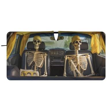Imagem de Blueangle Para-brisa de esqueletos de carro - 149.9 cm x 76.2 cm dobrável janela dianteira do carro blocos de proteção solar raios UV viseira de sol (428)