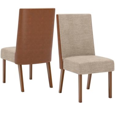Imagem de Kit 2 Cadeiras Estofadas Anne Corano Caramelo Suede Creme Henn Corano Caramelo Suede Creme