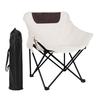 Imagem de COSY105C Cadeira Moon Chair Cadeira de acampamento, portátil, dobrável, poltrona leve para uso ao ar livre, tecido Oxford de capacidade de 120 kg e moldura de alumínio, inclui bolsa de transporte para