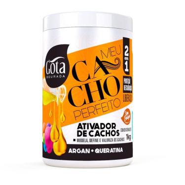 Imagem de Ativador de Cachos Gota Dourada Meu Cacho Perfeito  2 em 1 Argan e Queratina 1Kg
