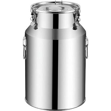 Imagem de uhyOHF Fermentador, recipiente de alimentos de aço inoxidável 201 barril selado de aço inoxidável - balde de leite balde de vinho para armazenamento de cerveja ghee água em pó, 22L (22L