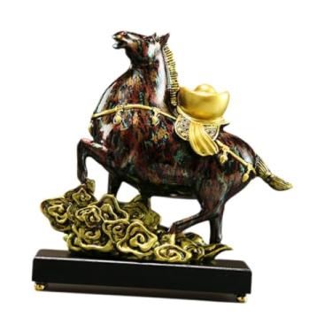 Imagem de BLWOTMOR Estátua de Cavalo para Mesa, Ornamento em Resina, Coleção de Arte, Estatueta Chinesa de Feng Shui, Escultura de Animal para Mesa, Ou Lareira, Colorido, Tamanho real