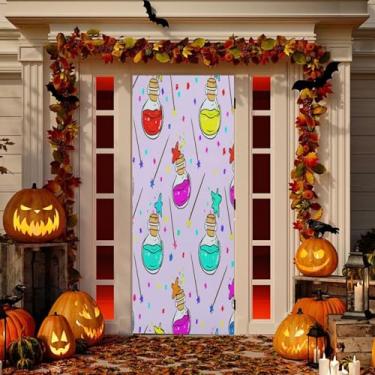 Imagem de Wassud Decoração de porta Magic Potion banner interno externo decoração de casa de varanda grande decoração de porta da frente 96 x 98 polegadas
