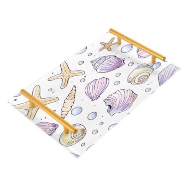 Imagem de Wassud Bandeja de banheiro estrela do mar bandejas de acrílico para perfume, alça de maquiagem, cômoda, quarto, cozinha, mesa, 30 x 20 cm