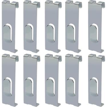 Imagem de Ganchos de suspensão de parede de grade de pintura de metal de 10pcs, ganchos de entalhe de revestimento de painel de grade para moldura de imagem, obras de arte comerciais Acessórios (Prateado)