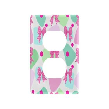 Imagem de Wassud Placa decorativa para interruptores de luz com laços e bolinhas, placa de parede para tomadas elétricas duplex 11 x 7 cm