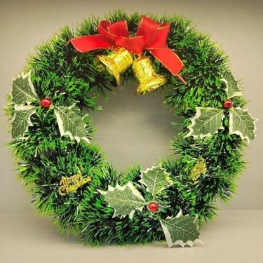 Imagem de Guirlanda Verde 30Cm Para Porta Com Sinos Ou Bola Ou Laço – Enfeites de Natal Para Casa, Fachada e Escritório – Decoração Natalina Para Famílias e Ambientes Comerciais(Com Sinos E Laço)