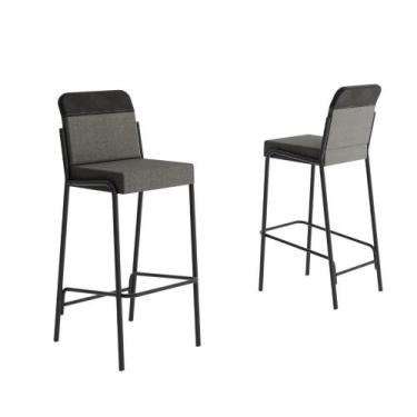 Imagem de Kit 2 Banquetas Altas Duo Carraro Grafite E Preto - MÓVEIS CARRARO