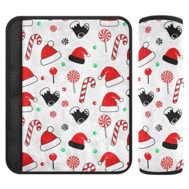 Imagem de Burbuja Capa para cinto de segurança de carro Christmas Elements Protetor de cinto de segurança de carro macio confortável para alça de ombro de assento, 1 par médio