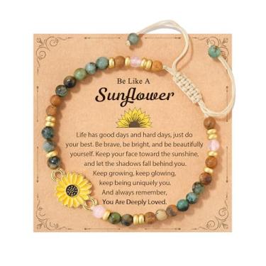 Imagem de Tarsus Presentes de girassol para mulheres – Símbolo de positividade, força e amor, presente de aniversário, Natal ou ocasião de agradecimento, pulseira de girassol com brilho do sol para amigas