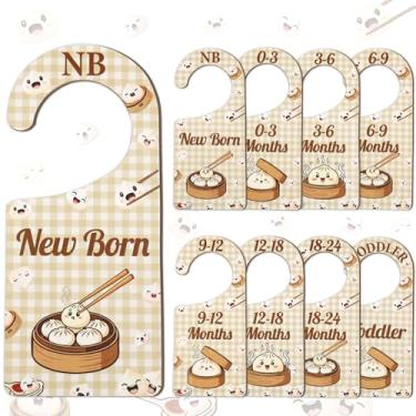 Imagem de CORNER LACE Divisórias de armário de bebê, 8 peças, com tema de bolinho de massa fofa, cabide/organizador de roupas de madeira dupla face, de recém-nascido a criança, para decoração de berçário, chá