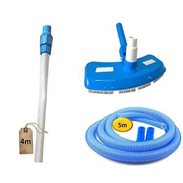 Imagem de Kit Limpeza Piscina Aspirador Asa Delta Mangueira 5m Cabo Telescópico 4m - Netuno