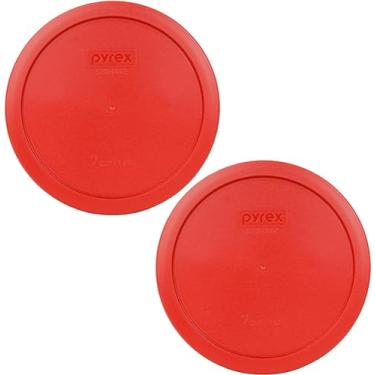 Imagem de Pyrex 7402-PC 6/7 Cup Poppy Tampa redonda de plástico para armazenamento de alimentos – Pacote com 2