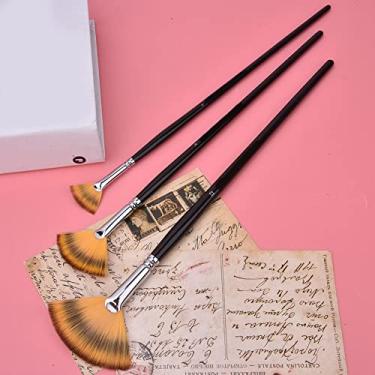 Imagem de aqxreight Pincel de Pintura Nylon Cabelo Birch Handle Fan Forma Guache Caneta de Desenho Em Aquarela Materiais de Arte e é Madeira para O Etc óleo Aquarela Propileno Caneta Pigmentos Guache Bétula